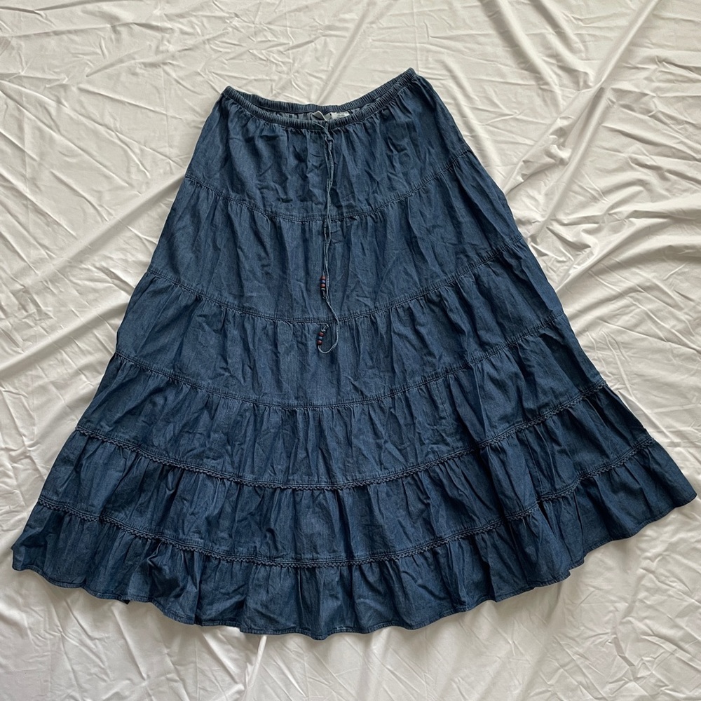cotton tiered maxi skirt
